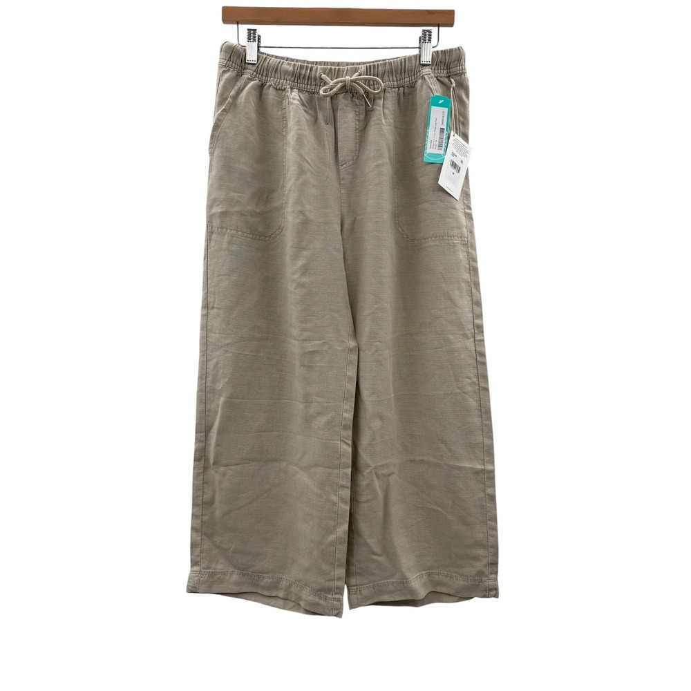 Splendid Angie Eco Crop Wide Leg Pants‎ Womens M Taupe Linen Blend NWT